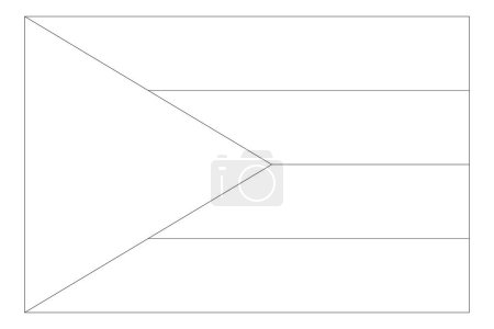 Comoros flag - thin black vector outline wireframe isolated on white background. Ready for colouring.