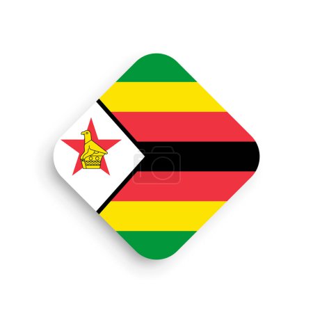Drapeau Zimbabwe - icône en forme de losange avec ombre portée isolée sur fond blanc