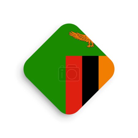 Bandera de Zambia - icono en forma de rombo con sombra caída aislada sobre fondo blanco
