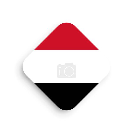 Yemen flag - rhombus shape icon with dropped shadow isolated on white background