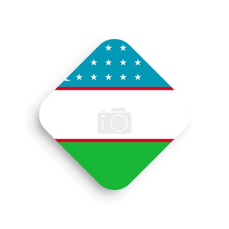 Uzbekistan flag - rhombus shape icon with dropped shadow isolated on white background