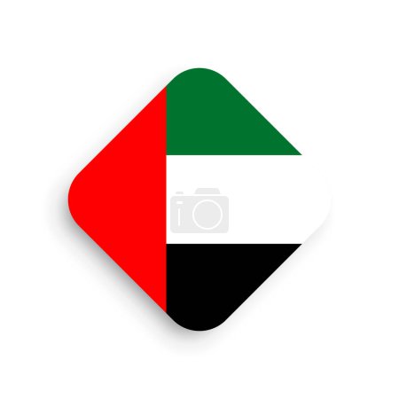 Bandera de los Emiratos Árabes Unidos - icono en forma de rombo con sombra caída aislada sobre fondo blanco
