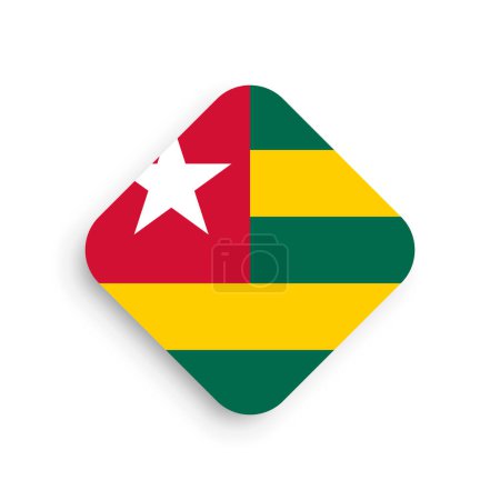 Togo flag - rhombus shape icon with dropped shadow isolated on white background