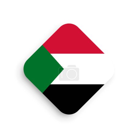 Sudan flag - rhombus shape icon with dropped shadow isolated on white background