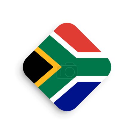 South Africa flag - rhombus shape icon with dropped shadow isolated on white background