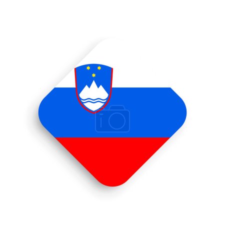 Bandera de Eslovenia - icono en forma de rombo con sombra caída aislada sobre fondo blanco
