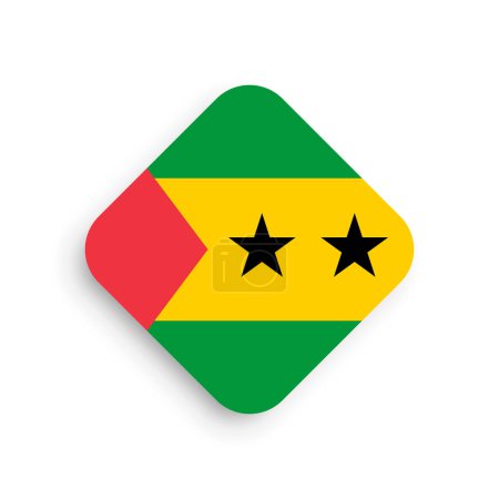 Bandera de Santo Tomé y Príncipe - icono en forma de rombo con sombra soltada aislada sobre fondo blanco