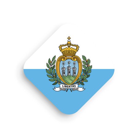Bandera de San Marino - icono en forma de rombo con sombra caída aislada sobre fondo blanco