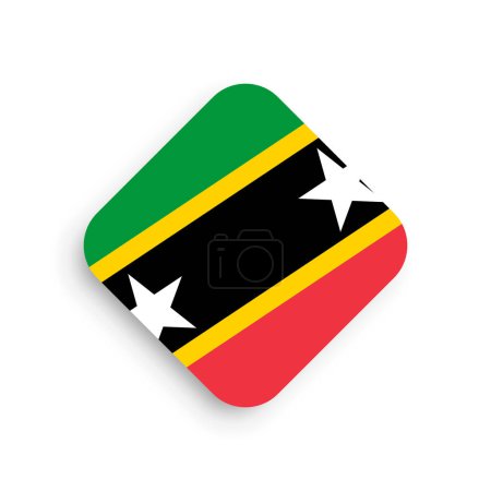 Flagge von St. Kitts und Nevis - Ikone der Rautenform mit fallendem Schatten auf weißem Hintergrund