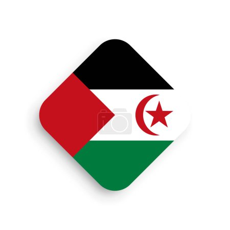 Flagge der Arabischen Demokratischen Republik Sahara - Rautenform-Symbol mit fallendem Schatten auf weißem Hintergrund