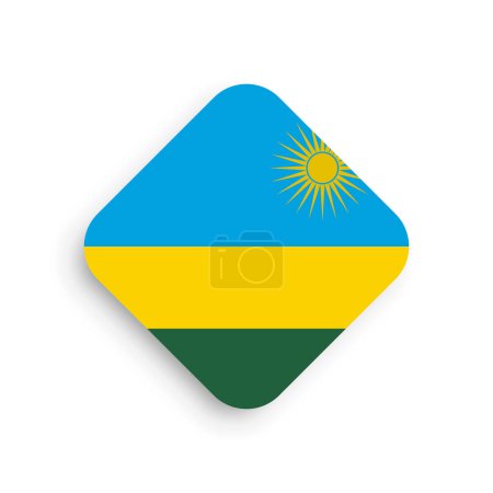 Rwanda flag - rhombus shape icon with dropped shadow isolated on white background