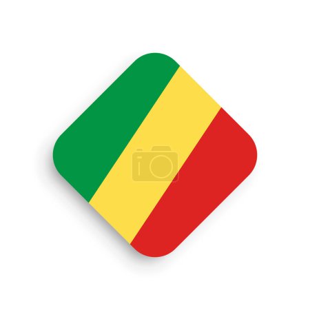 Republic of the Congo flag - rhombus shape icon with dropped shadow isolated on white background