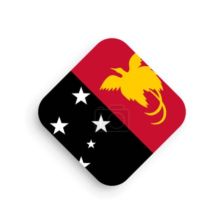 Flagge Papua-Neuguineas - Rautenform-Symbol mit fallendem Schatten auf weißem Hintergrund