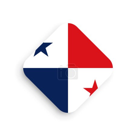 Bandera de Panamá - icono en forma de rombo con sombra caída aislada sobre fondo blanco