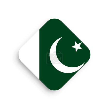 Pakistan-Flagge - Rautensymbol mit fallendem Schatten auf weißem Hintergrund