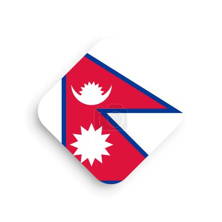 Bandera de Nepal icono de forma rombo con sombra caída aislada sobre fondo blanco