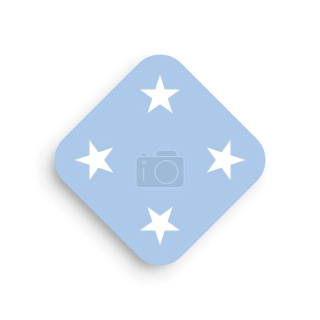 Bandera de los Estados Federados de Micronesia icono en forma de rombo con sombra caída aislada sobre fondo blanco