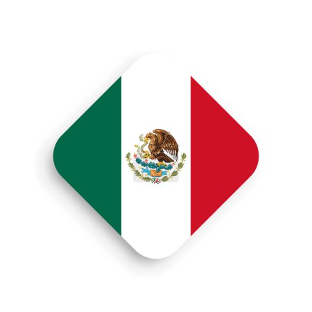 Bandera de México - icono en forma de rombo con sombra caída aislada sobre fondo blanco