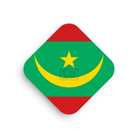 Mauritania flag - rhombus shape icon with dropped shadow isolated on white background