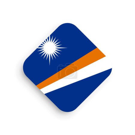 Flagge der Marshallinseln - Symbol mit Rautenform und Schatten auf weißem Hintergrund