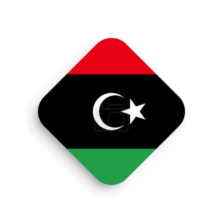 Libya flag - rhombus shape icon with dropped shadow isolated on white background