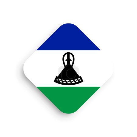 Bandera de Lesotho - icono de forma rombo con sombra caída aislada sobre fondo blanco