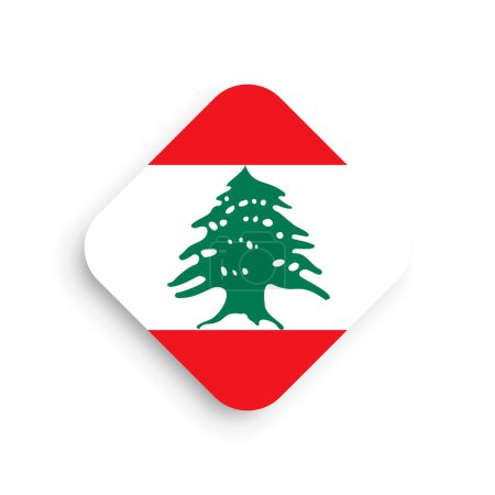 Bandera del Líbano - icono en forma de rombo con sombra soltada aislada sobre fondo blanco