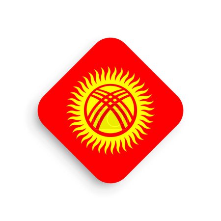 Kyrgyzstan flag - rhombus shape icon with dropped shadow isolated on white background