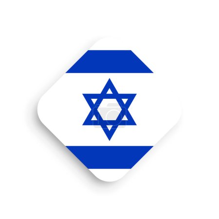 Israel flag - rhombus shape icon with dropped shadow isolated on white background