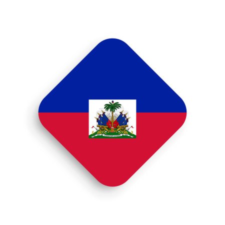 Haiti flag - rhombus shape icon with dropped shadow isolated on white background