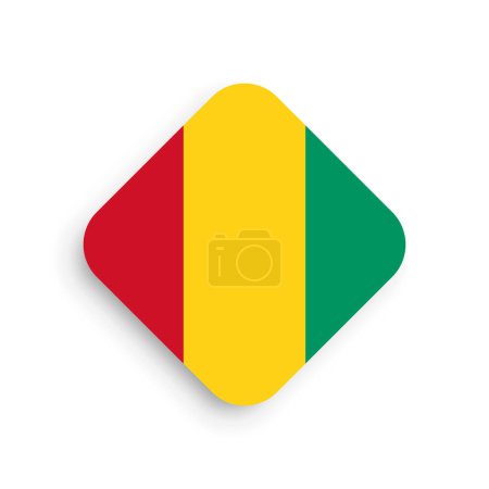 Bandera de Guinea - icono de forma rombo con sombra caída aislada sobre fondo blanco