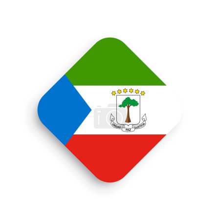 Bandera de Guinea Ecuatorial - icono en forma de rombo con sombra caída aislada sobre fondo blanco