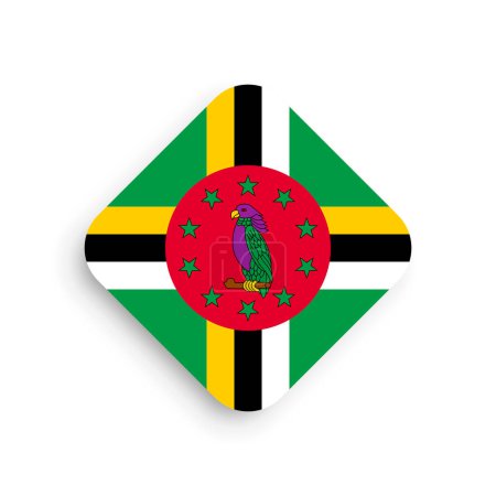 Dominica Flagge - Rautenform Symbol mit Schlagschatten isoliert auf weißem Hintergrund