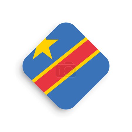 Democratic Republic of the Congo flag - rhombus shape icon with dropped shadow isolated on white background