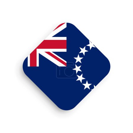 Cook Islands Flagge - rhombusförmiges Symbol mit fallendem Schatten auf weißem Hintergrund