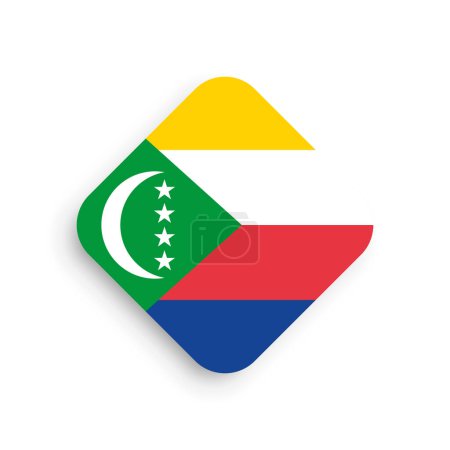 Comoros flag - rhombus shape icon with dropped shadow isolated on white background