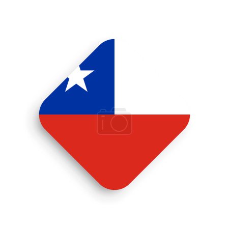 Bandera de Chile - icono en forma de rombo con sombra caída aislada sobre fondo blanco