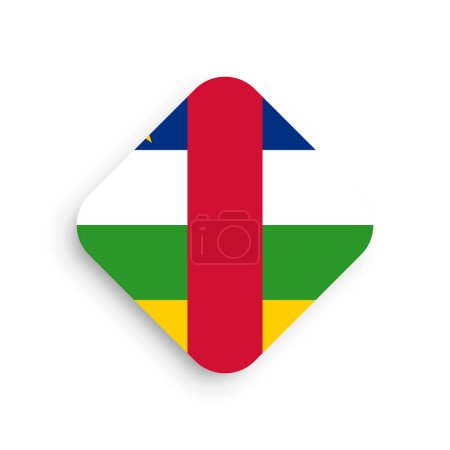 Flagge der Zentralafrikanischen Republik - Symbol der Rautenform mit fallendem Schatten auf weißem Hintergrund