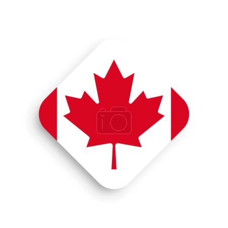 Bandera de Canadá - icono de forma rombo con sombra caída aislada sobre fondo blanco