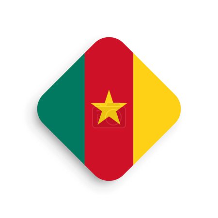 Cameroon flag - rhombus shape icon with dropped shadow isolated on white background