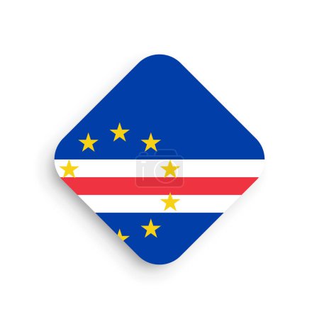 Kapverdische Flagge - Rautenform-Symbol mit Schlagschatten auf weißem Hintergrund