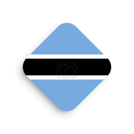 Botswana flag - rhombus shape icon with dropped shadow isolated on white background