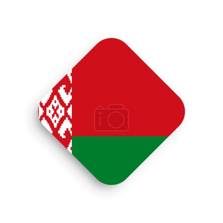 Belarus flag - rhombus shape icon with dropped shadow isolated on white background