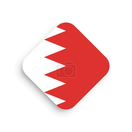 Bahrain flag - rhombus shape icon with dropped shadow isolated on white background