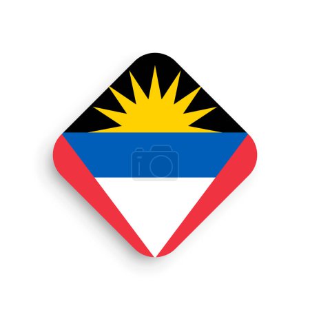 Antigua and Barbuda flag - rhombus shape icon with dropped shadow isolated on white background