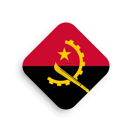 Bandera de Angola - icono de forma rombo con sombra caída aislada sobre fondo blanco