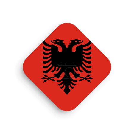 Albania flag - rhombus shape icon with dropped shadow isolated on white background
