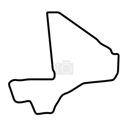 Mali country simplified map. Thick black outline contour. Simple vector icon