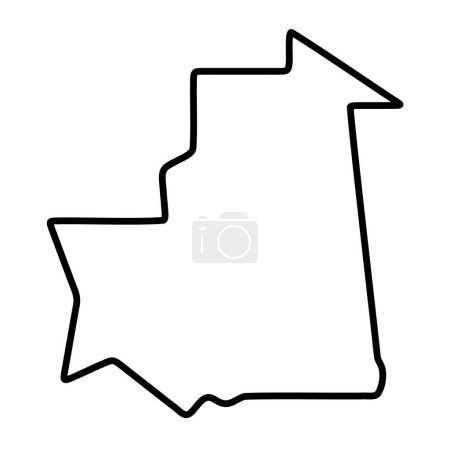 Mauritania país mapa simplificado. Contorno de contorno negro grueso. Icono de vector simple