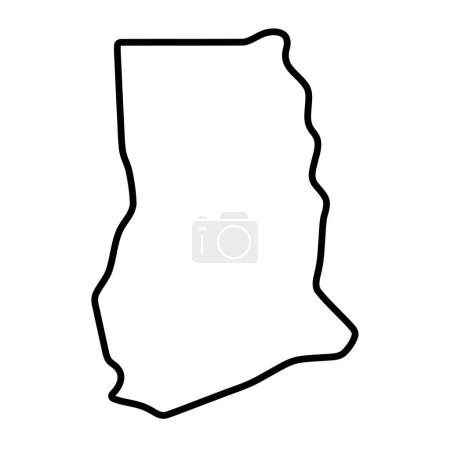 Ghana country simplified map. Thick black outline contour. Simple vector icon